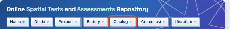 The buttons at the top of the page, with Catalog outlined